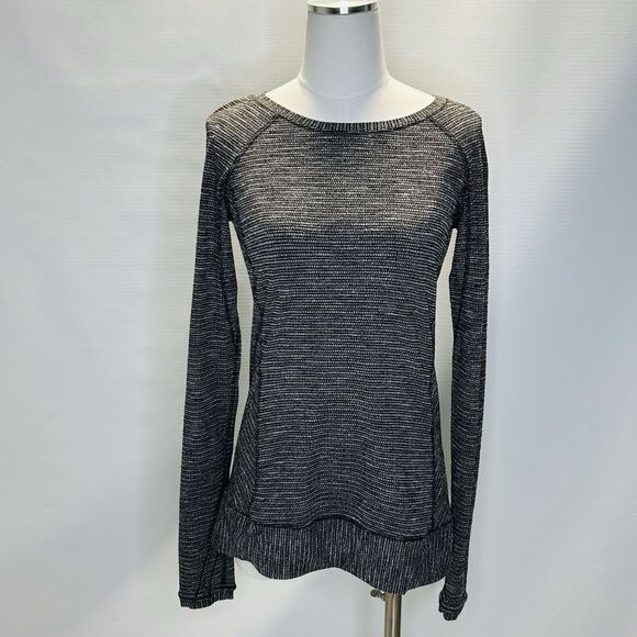 Lululemon Race Your Pace Long Sleeve Running Shirt Women's Size 8 Gray/Black - Picture 7 of 16